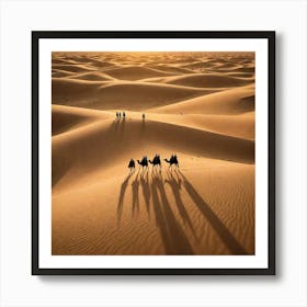 2 Desert Nomads An Evocative Image Of Desert Nomads Traveling On Camels Through Vast Sand Dunes With 535786506 Art Print