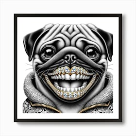 Pug With Diamonds Art Print