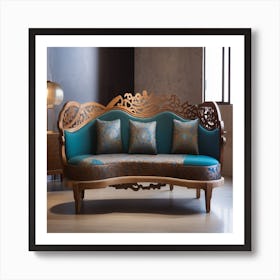 Teal Sofa Art Print