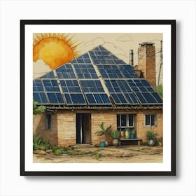 Solar Panels On A House Art Print