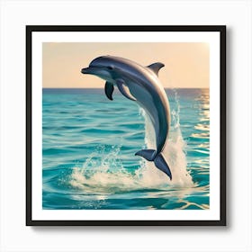 Dolphin Jumping In The Sea Art Print