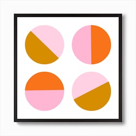 Pink And Orange And Mustard Yellow Circles Art Print