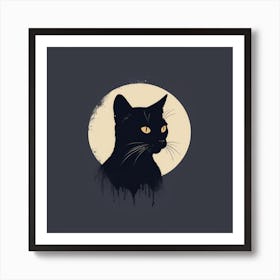 Black Cat In The Moonlight Art Print