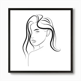  Line Woman Looking Behind Art Print