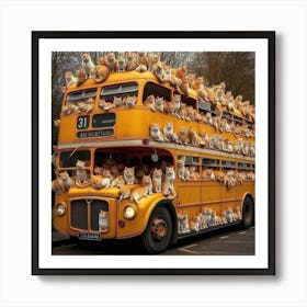 Cats On A Bus Art Print