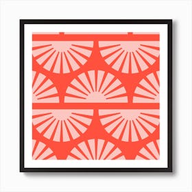 Geometric Pattern Vibrant Sunrise Square Art Print