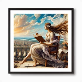 Woman Reading A Book 1 Art Print