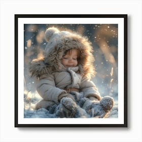 Little baby In The Snow Art Print