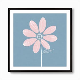 A White And Pink Flower In Minimalist Style Square Composition 289 Art Print