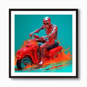 Skeleton Riding A Motorcycle Art Print