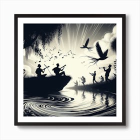 Silhouettes of people Art Print