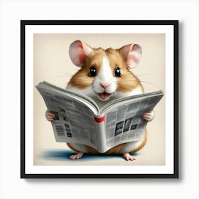 Hamster Reading Newspaper 1 Art Print