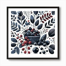 Scandinavian Art, Aronia berries ​ 2 Art Print