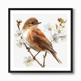 Bird In Cherry Blossoms Art Print