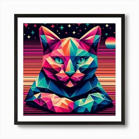 Whiskers Low Poly Cat Art Print