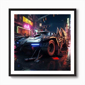 Igiracer Painting 3d Batman Next To Batmobile In Apocalyptic Ne 2f5bfceb 7f56 4d18 819e 308a2ee9af87 Art Print
