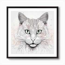 Minimalism Masterpiece, Trace In Cat + Fine Gritty Texture + Complementary Pastel Scale + Abstract + (3) Art Print