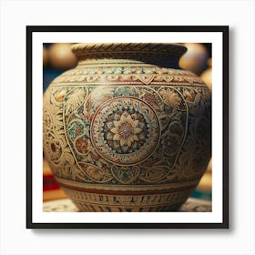 Pottery Vase With Intricate Designs And Patterns (3) Art Print