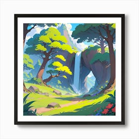 Waterfall In The Forest Art Print