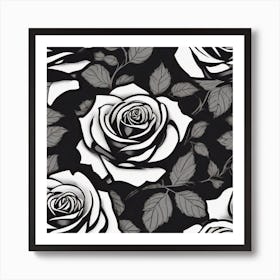 Black And White Roses 3 Art Print