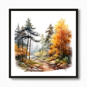 Watercolor Of Autumn Forest 7 Art Print