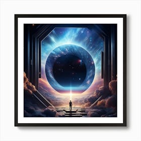 Surreal Visualization Of A Geometric Portal Like A Window Into A Dreamy Abstract Sky Filled With Sw Art Print