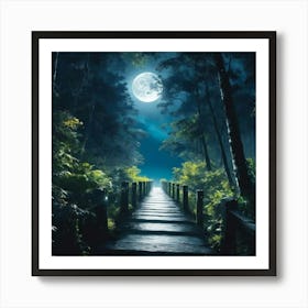 Full Moon In The Forest Art Print