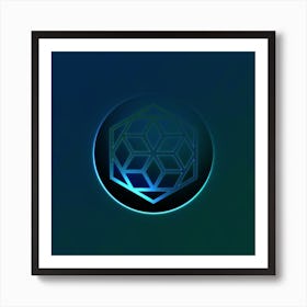 Geometric Neon Glyph on Jewel Tone Triangle Pattern 434 Art Print