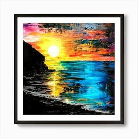 Seaside Weather - Sunset On Beach Art Print