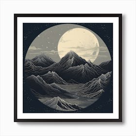 Lunar Peaks: Nocturnal Majesty Art Print