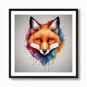 Fox Watercolor Painting Art Print