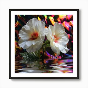 Hibiscus Flowers In Water Art Print