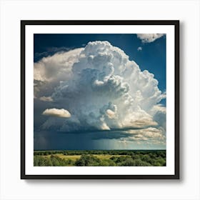 Cumulus Clouds Billowing High In An Overcast Sky Nature Landscape Bathed In Spring Air Sunlight Pi Art Print