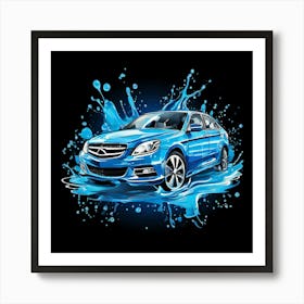 Logo Vector Car Wash Clean Soap Bubbles Water Splash Detailing Automotive Foam Service (2) Art Print
