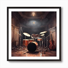 Drum Kit In A Room Art Print