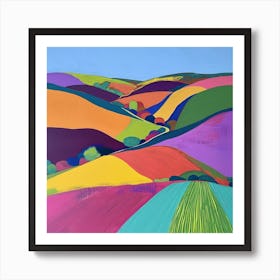 Colourful Abstract The South Downs England 2 Art Print
