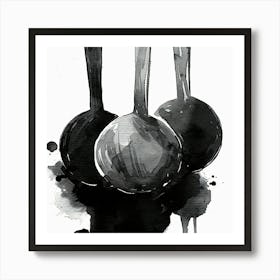 Black And White Spoons Art Print