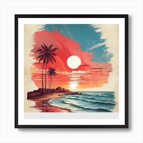 Sunset At The Beach,wall art, Art Print