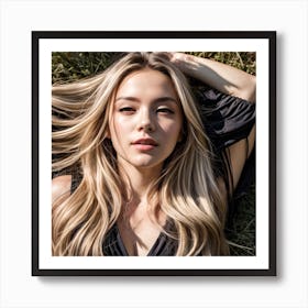 Elegant Young Female, Long Blonde Hair Art Print