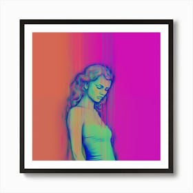 Purple and orange, Portrait of a woman, "Dreaming Of The Past" Art Print
