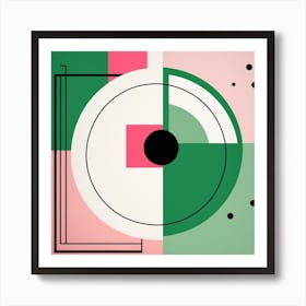 Abstract Painting Clock Movie Green Pink Beige Art Print