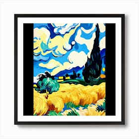 Cypresses In The Wheat Field Art Print