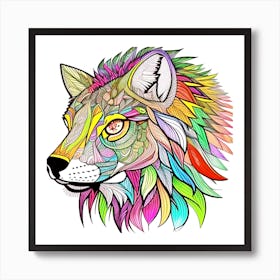 Wolf Coloring Page 1 Art Print