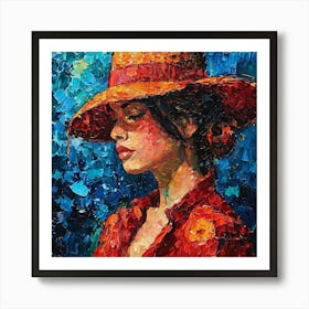 Woman In Red Hat Art Print