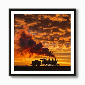 Stockcake Sunset Steam Train 1719801167 Art Print