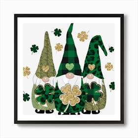 Irish Gnome St Patricks Day Shamrock Lucky Leprechauns Art Print