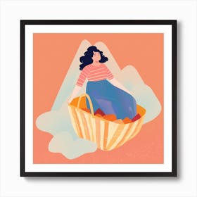 Woman In A Basket 3 Art Print