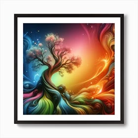 Abstract Tree Art: This artwork is inspired by the beauty and diversity of trees in nature. The artwork uses abstract shapes and colors to create a dynamic and harmonious composition of different types of trees. The artwork also has a sense of depth and perspective, giving the impression of a forest landscape. This artwork is suitable for anyone who loves nature and art, and it can be placed in a bedroom, study, or library. Art Print