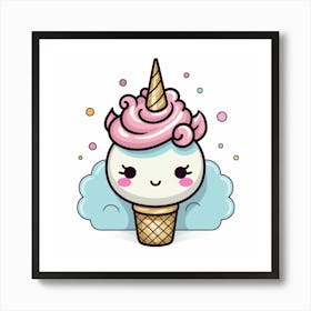 Unicorn Ice Cream Cone Art Print