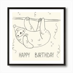 Happy Birthday Sloth Art Print